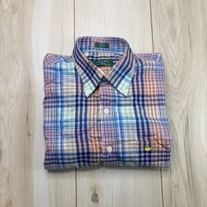 Peter Millar X Masters Men's Plaid Button Down Long Sleeve Golf Shirt Size XL
